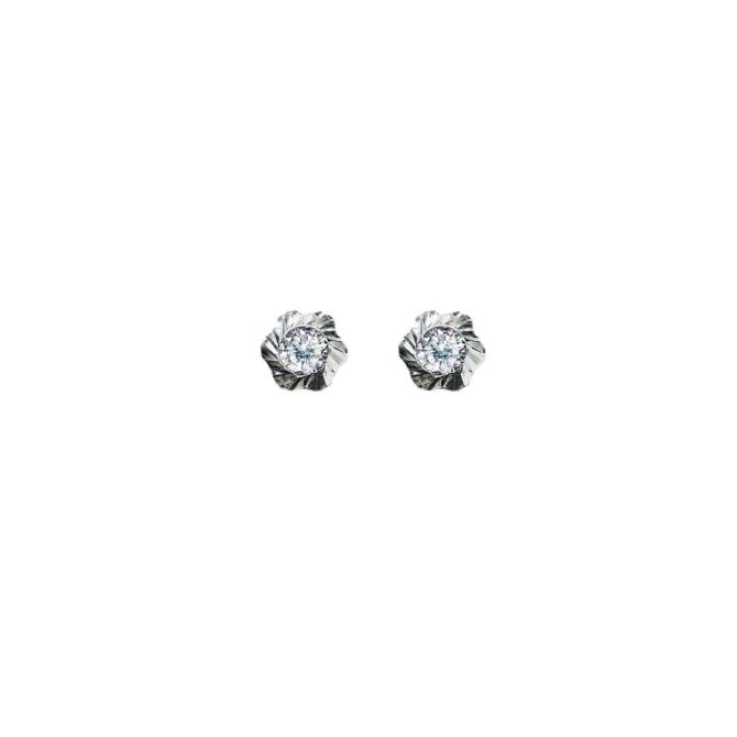 9Kt White Gold Cubic Zirconia Flower Studs