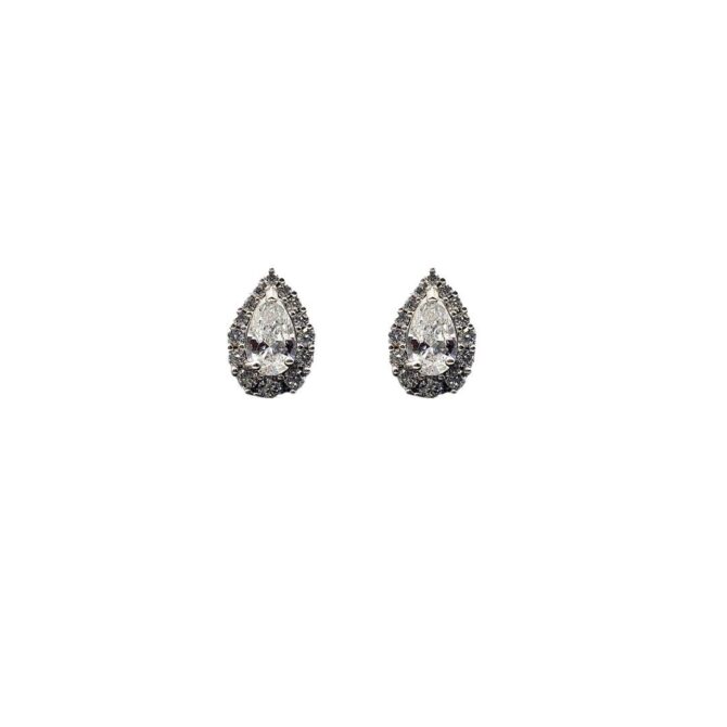 9Kt White Gold Cubic Zirconia Pear Shaped Studs