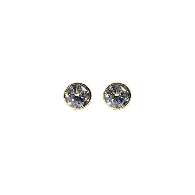 9Kt Yellow Gold Cubic Zirconia Tube Earrings 6mm