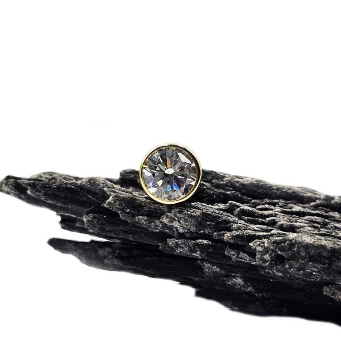 9Kt Yellow Gold Cubic Zirconia Tube Earrings 6mm