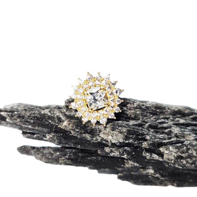 9Kt Yellow Gold Cubic Zirconia Round Cluster Studs