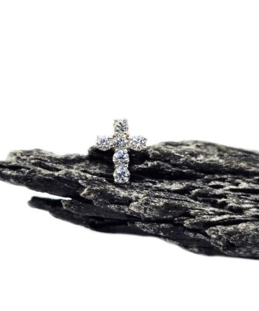 9kt White Gold Cubic Zirconia Cross Stud Earrings