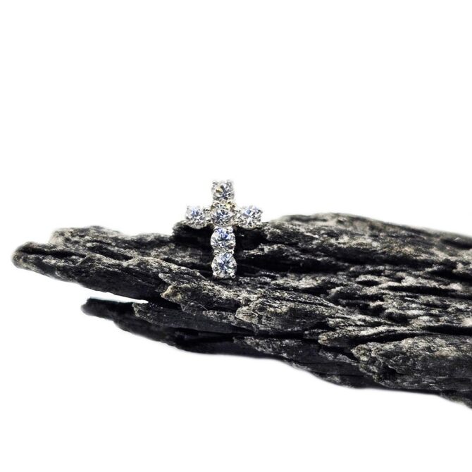 9kt Yellow Gold Cubic Zirconia Cross Stud Earrings