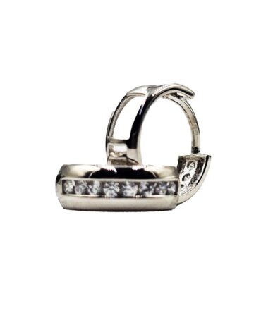 9Kt White Gold Cubic Zirconia Huggie Earring 4mm x 2.5mm