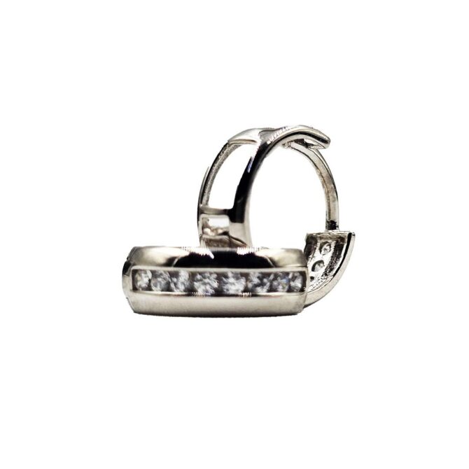 9Kt White Gold Cubic Zirconia Huggie Earring 4mm x 2.5mm