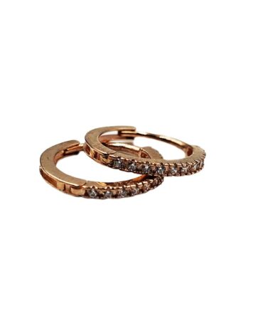 9Kt Rose Gold Cubic Zirconia Huggie Earring 12.5mm x 1.5mm