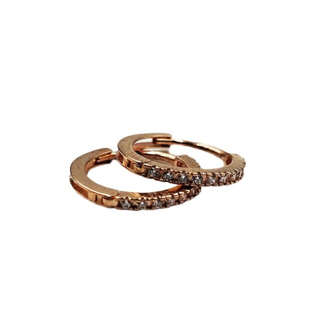 9Kt Rose Gold Cubic Zirconia Huggie Earring 12.5mm x 1.5mm