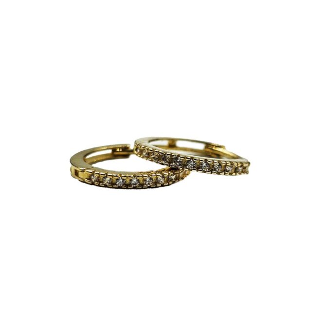 9Kt Yellow Gold Cubic Zirconia Huggie Earring 12.5mm x 1.5mm