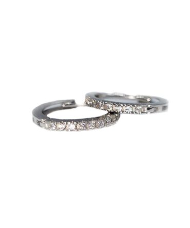 9Kt White Gold Cubic Zirconia Huggie Earring 12.5mm x 1.5mm
