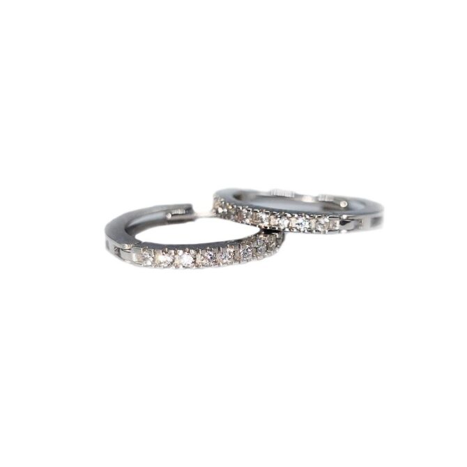 9Kt White Gold Cubic Zirconia Huggie Earring 12.5mm x 1.5mm