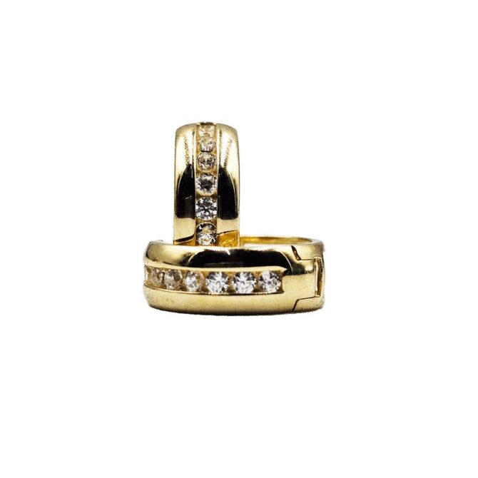 9Kt Yellow Gold Cubic Zirconia Huggie Earring 12.5mm x 4mm