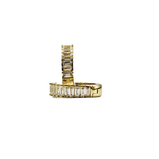 9Kt Yellow Gold Cubic Zirconia Huggie Earring 13mm x 3mm