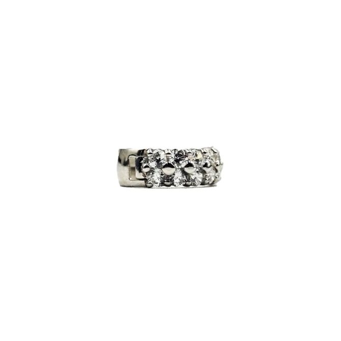 9Kt White Gold Cubic Zirconia Huggie Earring 11mm x 4mm