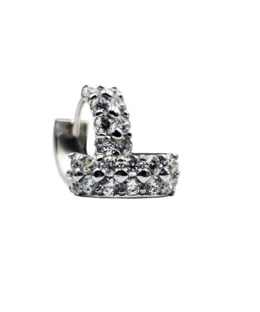 9Kt White Gold Cubic Zirconia Huggie Earring 11mm x 4mm