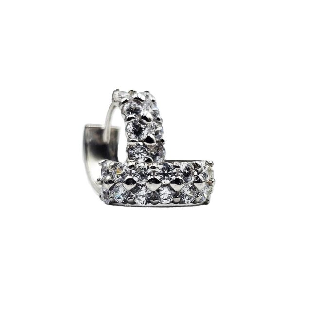 9Kt White Gold Cubic Zirconia Huggie Earring 11mm x 4mm