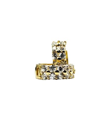 9Kt Yelow Gold Cubic Zirconia Huggie Earring 11mm x 4mm