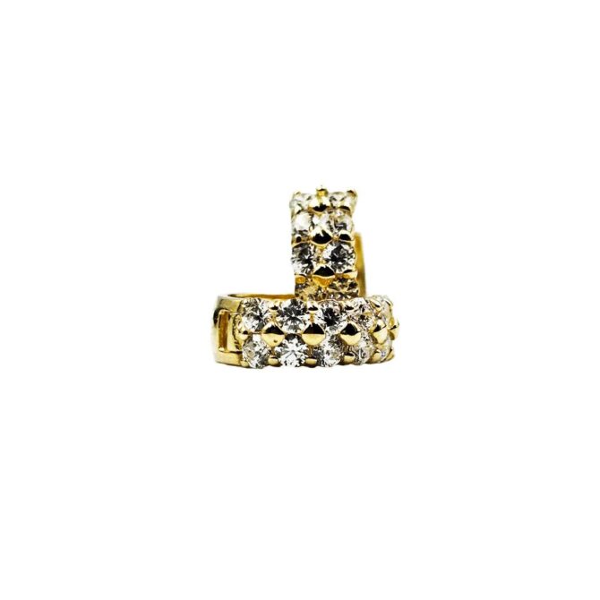 9Kt Yelow Gold Cubic Zirconia Huggie Earring 11mm x 4mm