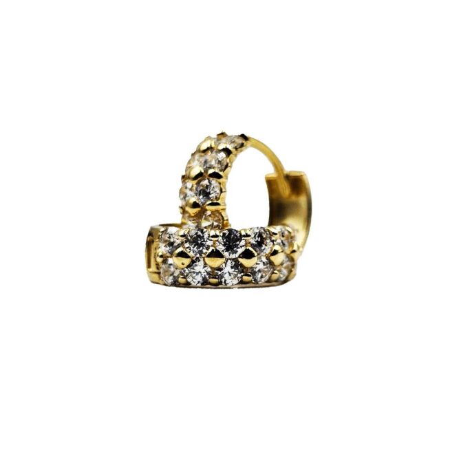 9Kt Yelow Gold Cubic Zirconia Huggie Earring 11mm x 4mm
