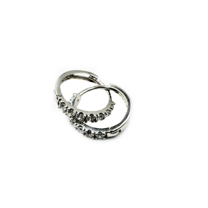 9Kt White Gold Cubic Zirconia Huggie Earring 12mm x 1.5mm