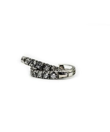 9Kt White Gold Cubic Zirconia Huggie Earring 12mm x 1.5mm