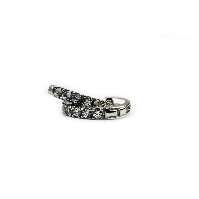 9Kt White Gold Cubic Zirconia Huggie Earring 12mm x 1.5mm