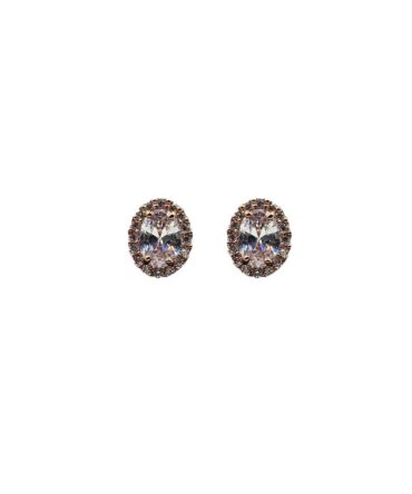9Kt Rose Gold Cubic Zirconia Oval Cluster Studs