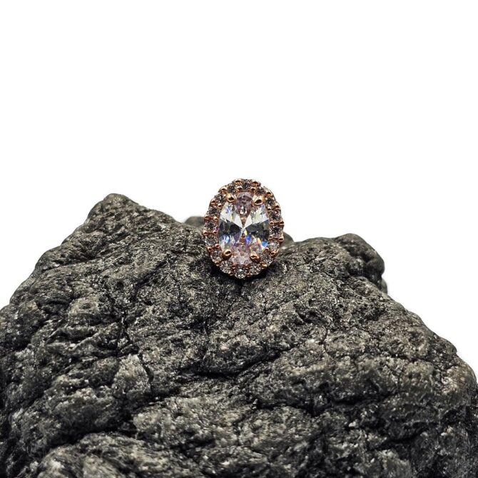 9Kt Rose Gold Cubic Zirconia Oval Cluster Studs