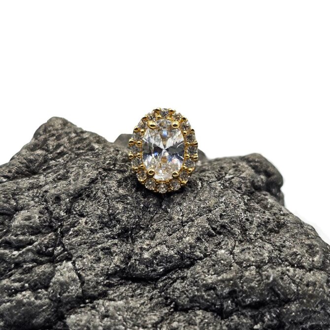 9Kt Yellow Gold Cubic Zirconia Oval Cluster Studs