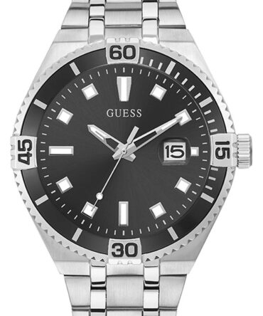 Men's Guess Primier Stainless Steel Black Dial with Date Watch