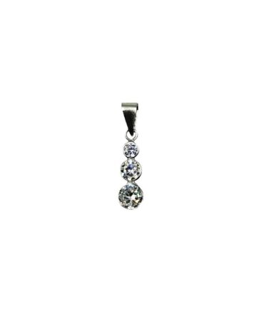 9Kt White Gold 3 Stone Cubic Zirconia Tube Pendant