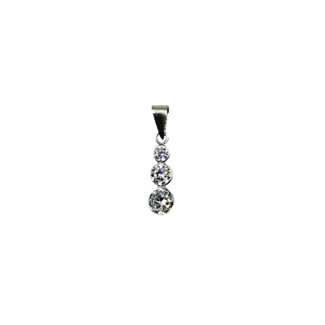 9Kt White Gold 3 Stone Cubic Zirconia Tube Pendant
