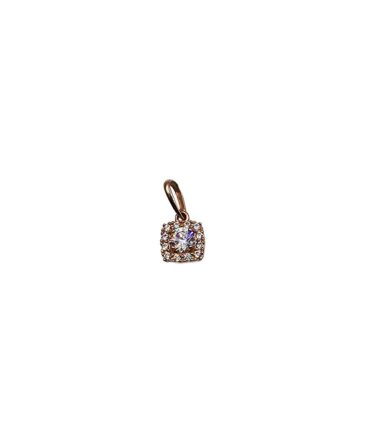 9Kt Rose Gold Cubic Zirconia Squared Pendant