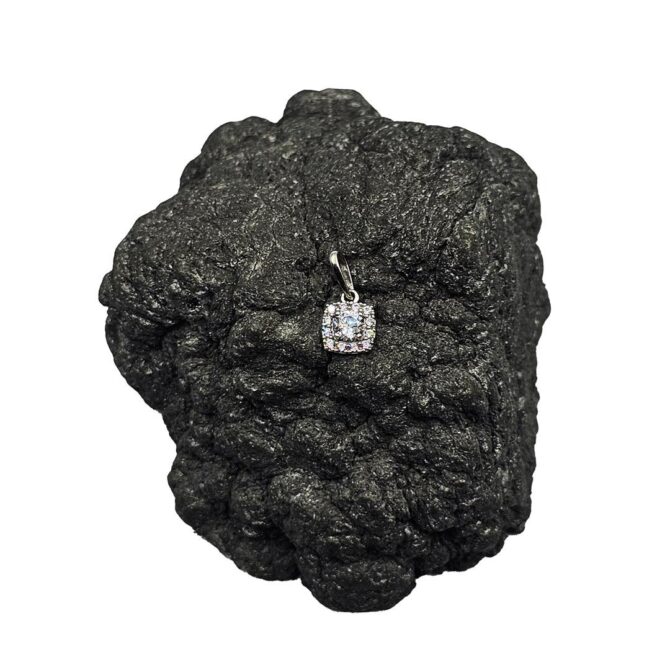 9Kt White Gold Cubic Zirconia Square Pendant