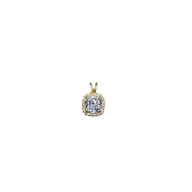 9Kt Yellow Gold Cubic Zirconia Cushion Pendant