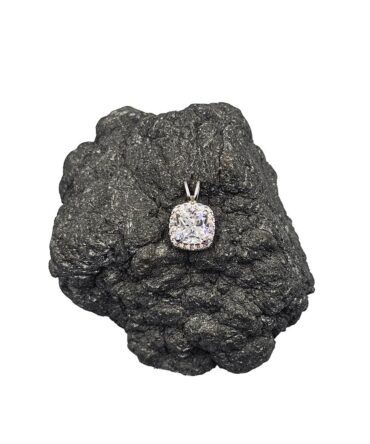 9Kt White Gold Cubic Zirconia Cushion Pendant