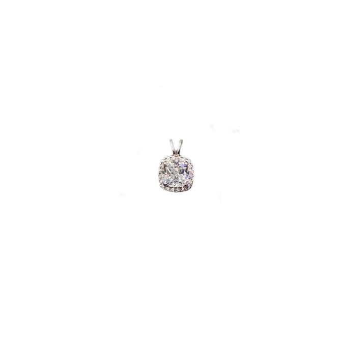 9Kt White Gold Cubic Zirconia Cushion Pendant