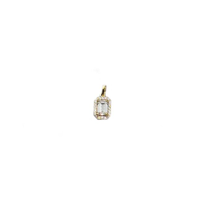 9Kt Yellow Gold Emerald Cut Cubic Zirconia Pendant