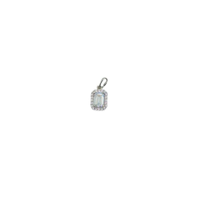9Kt White Gold Emerald Cut Cubic Zirconia Pendant
