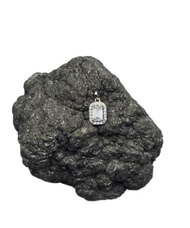 9Kt White Gold Emerald Cut Cubic Zirconia Pendant