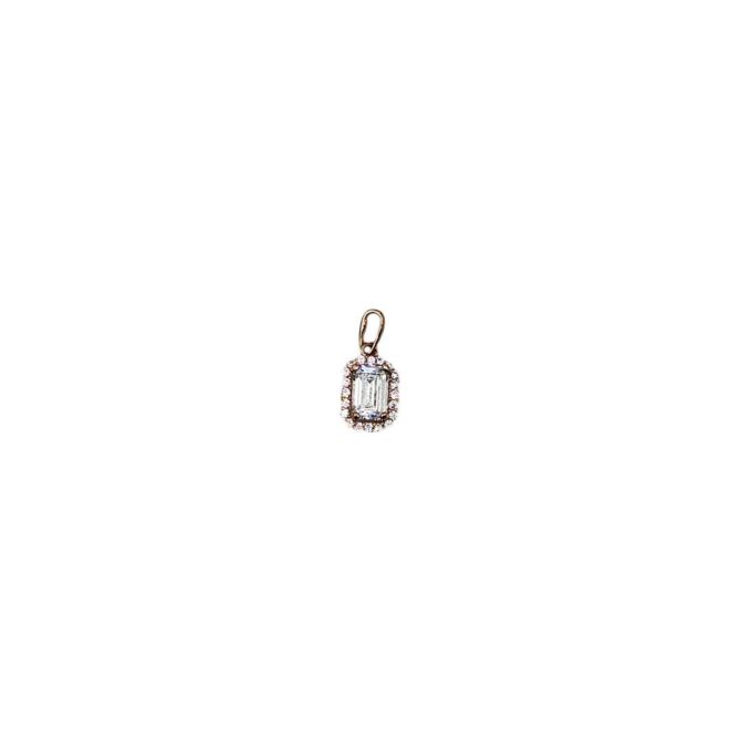 9Kt Rose Gold Emerald Cut Cubic Zirconia Pendant
