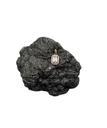 9Kt Rose Gold Emerald Cut Cubic Zirconia Pendant