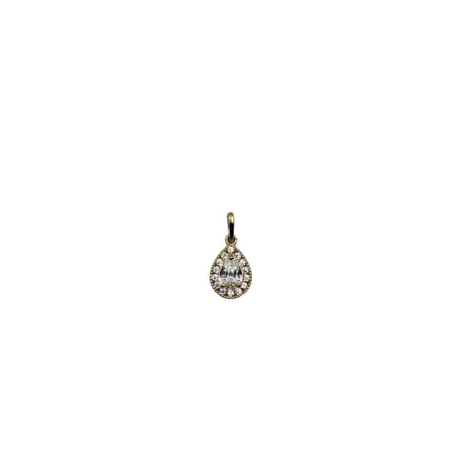 9Kt Yellow Gold Pear Shaped Cubic Zirconia Pendant