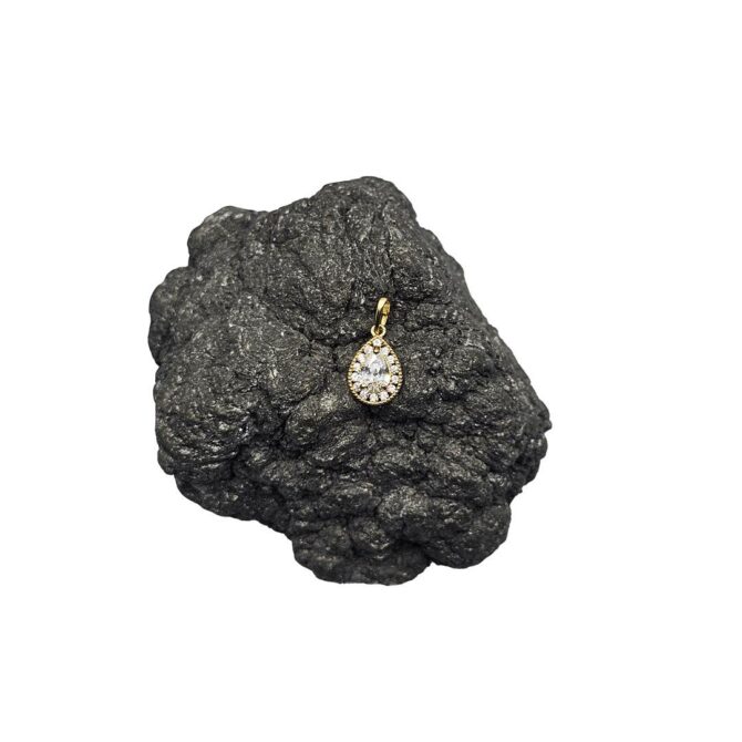 9Kt Yellow Gold Pear Shaped Cubic Zirconia Pendant