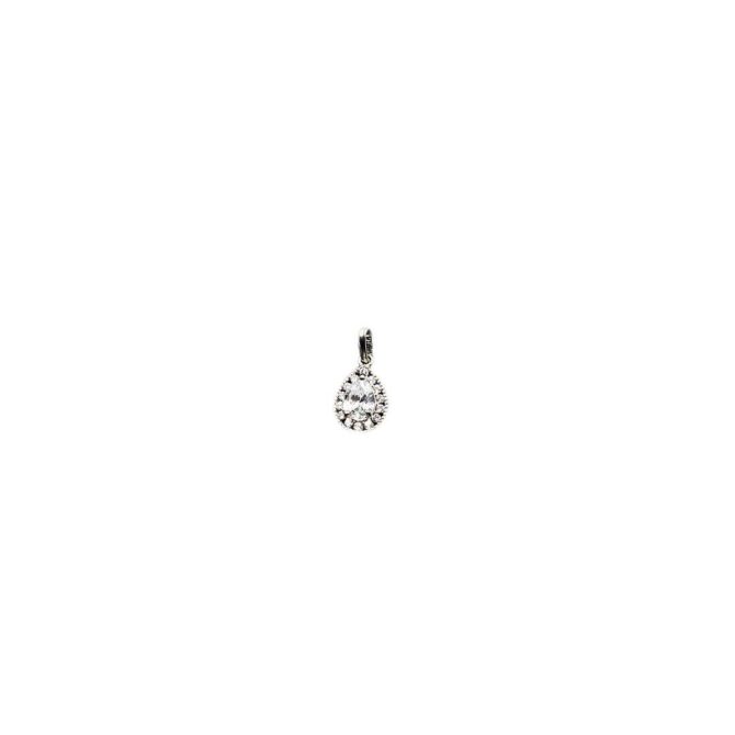 9Kt White Gold Pear Shaped Cubic Zirconia Pendant