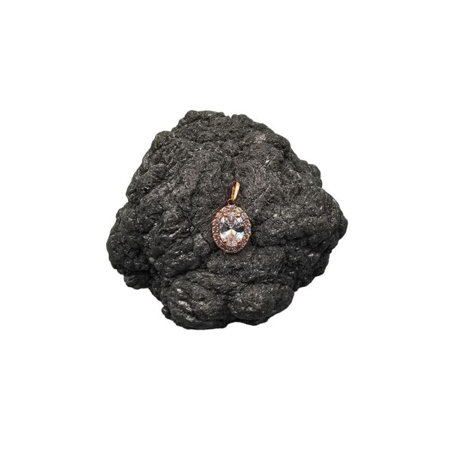 9Kt Rose Gold Oval Shaped Cubic Zirconia Pendant