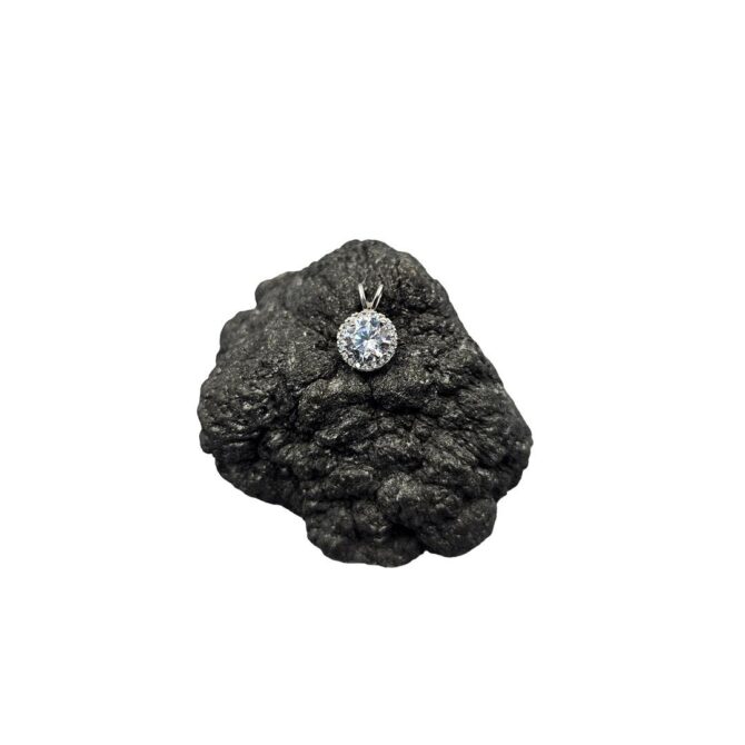 9Kt White Gold Cubic Zirconia Halo Pendant