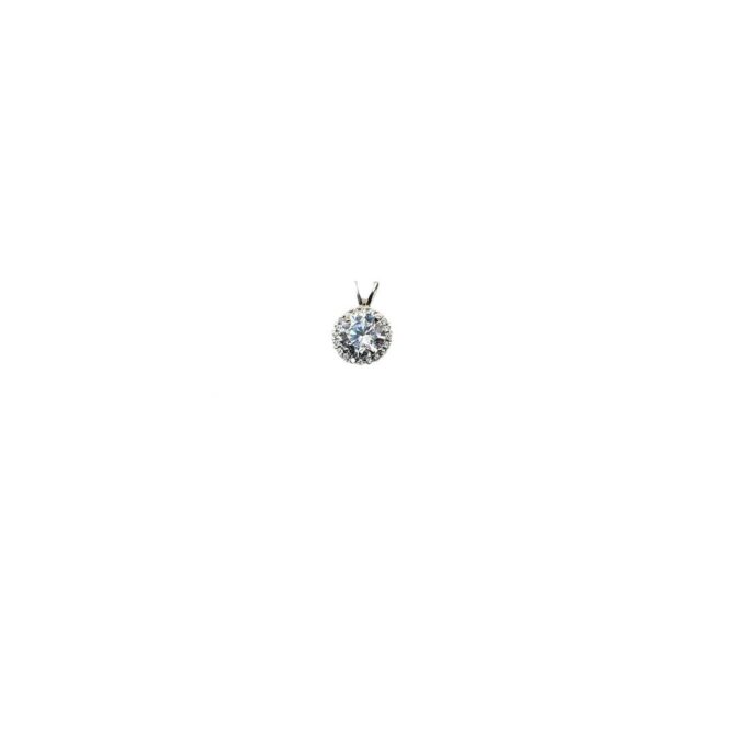 9Kt White Gold Cubic Zirconia Halo Pendant