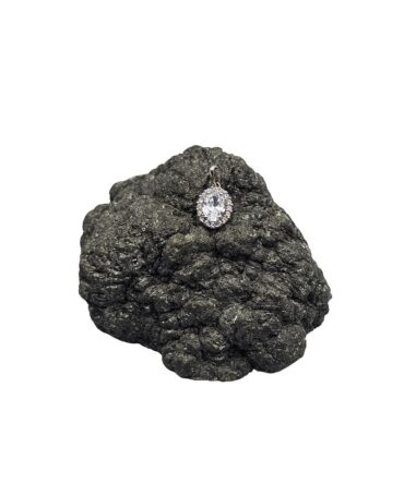 9Kt White Gold Cubic Zirconia Oval Pendant