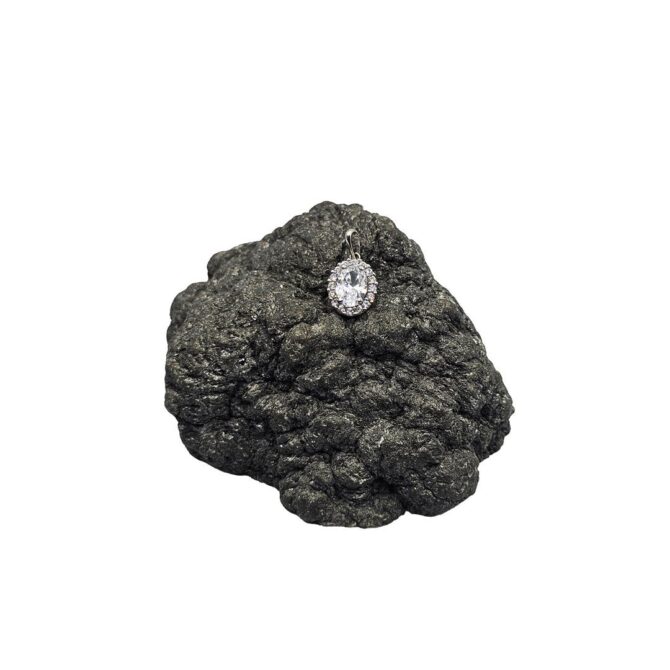 9Kt White Gold Cubic Zirconia Oval Pendant