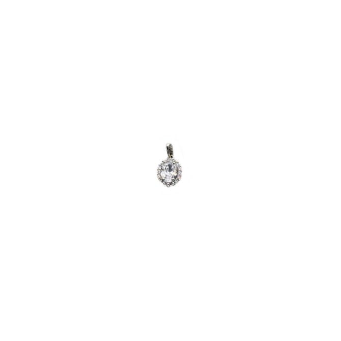 9Kt White Gold Cubic Zirconia Oval Pendant